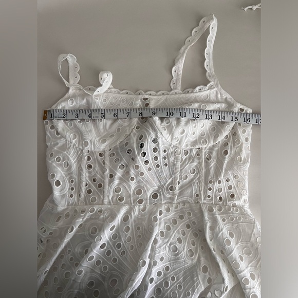 New CHARO RUIZ | Nina Fit and Flare White Eyelet Short Mini Dress Size Large - Picture 13 of 14